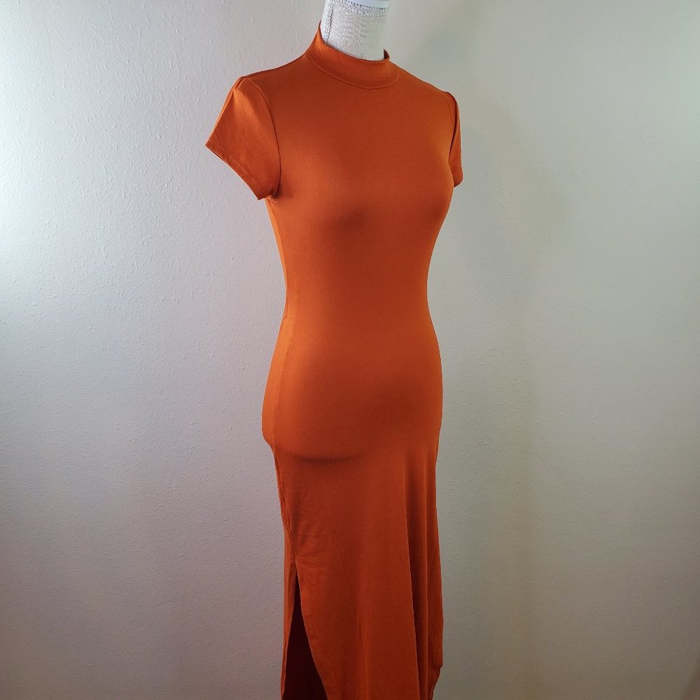 Absolutely Love It Orange Short Sleeve Body Con Dress